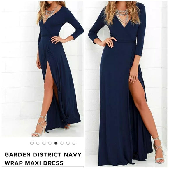 Lulus Dresses & Skirts - Lulu's wrap navy blue maxi dress